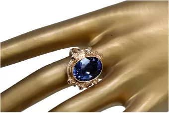 Senovinis papuošalas safyro žiedas Originalus vintažinis gaminys 14k rožinio aukso vrc100r