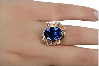 Senovinis papuošalas safyro žiedas Originalus vintažinis gaminys 14k rožinio aukso vrc100r