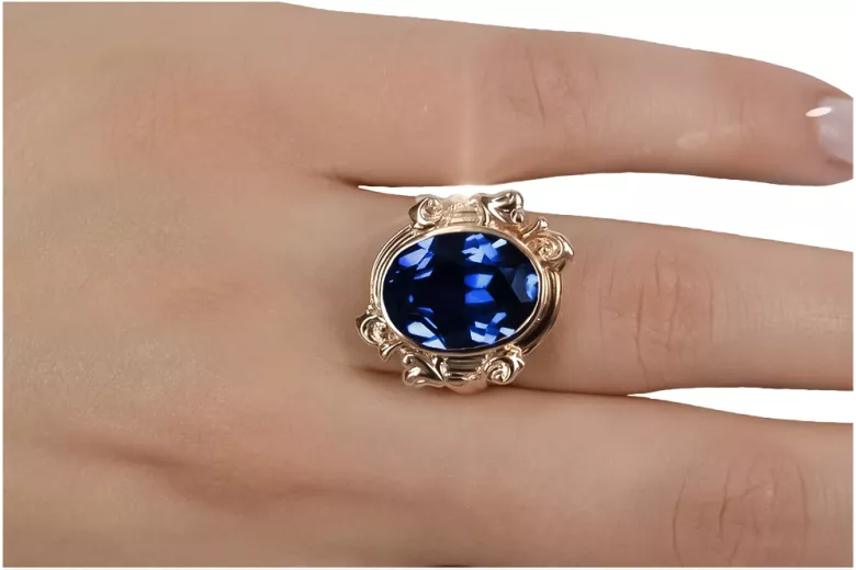 Ring Sapphire Original Vintage 14K Rose Gold Vintage style vrc100r