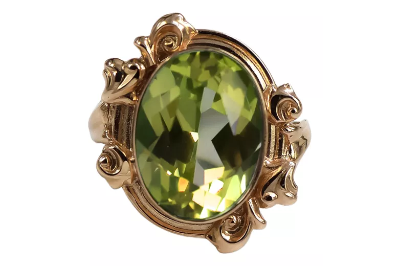 Inel Peridot galben Original vintage din aur roz de 14k Vintage Craft  vrc100r