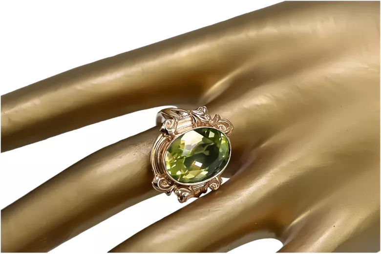 Original Vintage 14K Rose Gold Yellow Peridot Ring Vintage style vrc100r