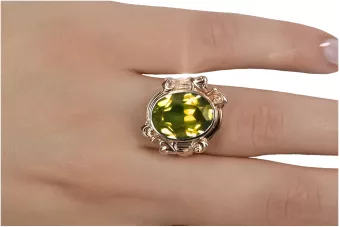 Пръстен Жълт перидот Оригинално ретро 14k розово злато Винтидж крафт vrc100r
