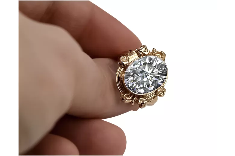 Anneau Bijoux vintage Zircon Or rose 14 carats vintage d'origine vrc100r