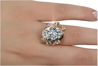 Joyería vintage Anillo Circón Oro rosa antiguo original de 14k vrc100r