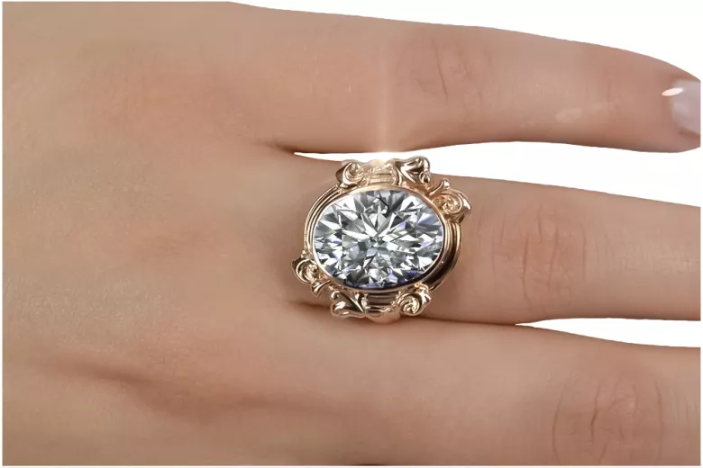 Original vintage din aur roz de 14k Zircon Inel Vintage vrc100r