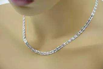 Weiß 14k 585 gold hohle Tigeraugenkette cc093w