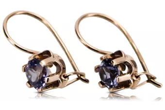 Originalus vintage 14k rožinio aukso auskariai su aleksandritu vec019r