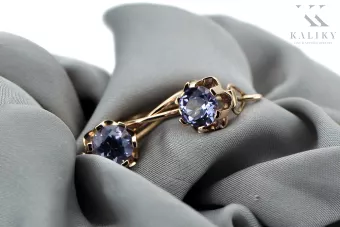 Винтаж стиль александрит серьги 14K розовое золото vec019r