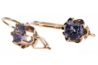 Vintage style aleksandrite earrings 14K Rose pink gold vec019r