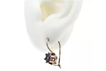 Vintage style aleksandrite earrings 14K Rose pink gold vec019r