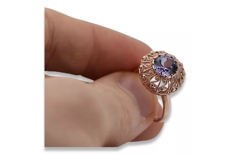 Russe rose soviétique 14k 585 or Alexandrite Ruby Emerald Sapphire Zircon ring vrc059