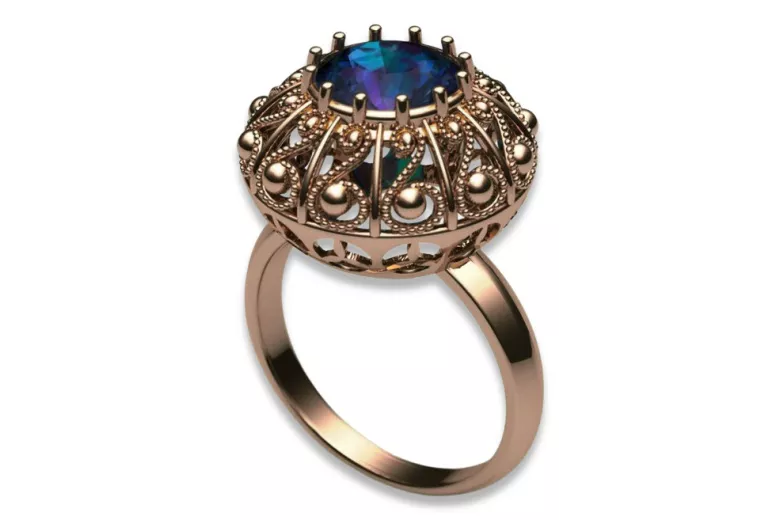 Russe rose soviétique 14k 585 or Alexandrite Ruby Emerald Sapphire Zircon ring vrc059