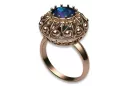 Rosyjski złoty pierścionek 14k 585 z różowego czerwonego złota z Aleksandrytem vrc059 Vintage