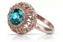 Originales Vintage-Roségold aus 14 Karat Aquamarin Ring Vintage Stil vrc059r