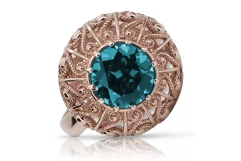 Akvamaryno žiedas originalus 14k rožinio aukso vintage vienintelė vrc059r