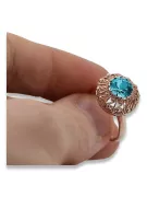 Originales Vintage-Roségold aus 14 Karat Aquamarin Ring Vintage Stil vrc059r