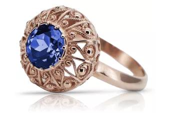 Oro rosa antiguo original de 14k Zafiro Anillo Artesanía vintage vrc059r