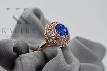 Oro rosa antiguo original de 14k Zafiro Anillo Artesanía vintage vrc059r