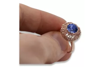 Oro rosa antiguo original de 14k Zafiro Anillo Artesanía vintage vrc059r