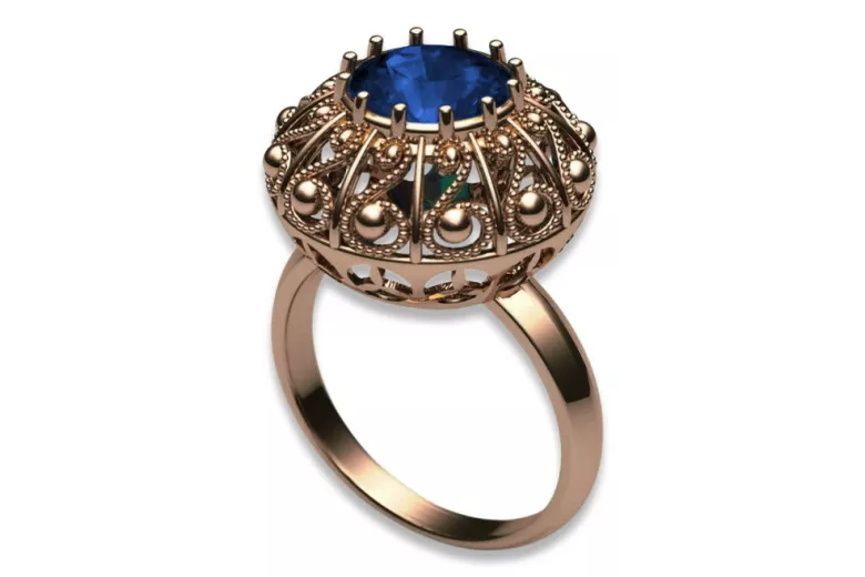 Ring Sapphire Original Vintage 14K Rose Gold Vintage style vrc059r