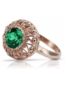 Ring Emerald Original 14K Rose Gold Vintage Jewlery vrc059r