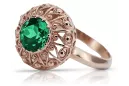 Ring Emerald Original 14K Rose Gold Vintage Jewlery vrc059r