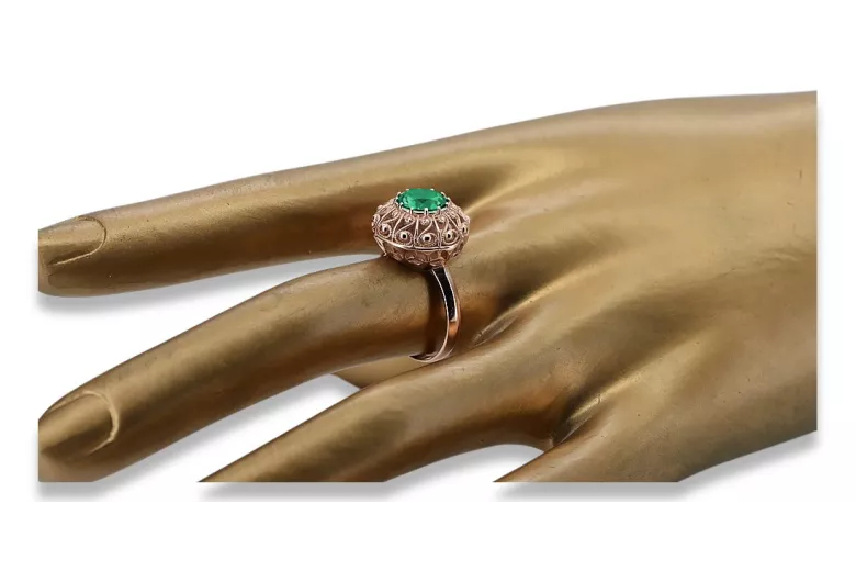 Пръстен Emerald Оригинален 14K розово злато Vintage Jewlery vrc059r