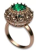 Перстень із смарагдом, оригінальне 14-каратне рожеве золото, старовинні ювелірні вироби vrc059r