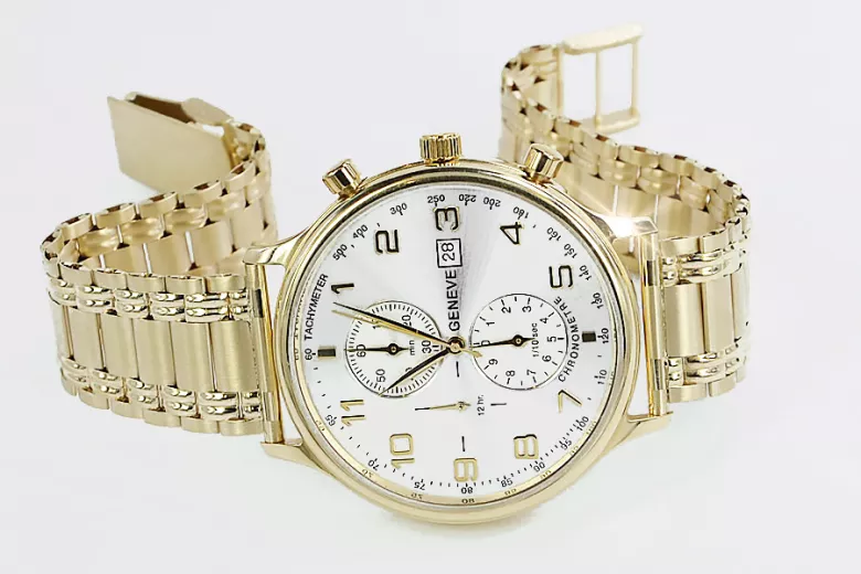 Жълт 14k мъжки часовник Geneve mw005ydw&mbw006y