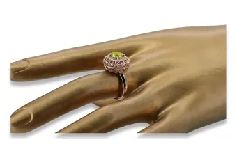 Ring Yellow Peridot Original Vintage 14K Rose Gold Vintage Jewlery vrc059r