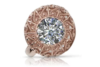 Oro rosa antiguo original de 14k Circón Anillo Joyería vintage vrc059r