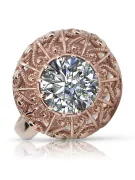 Anneau Zircon Or rose 14 carats vintage d'origine Vintage vrc059r