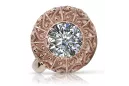 Anneau Zircon Or rose 14 carats vintage d'origine Vintage vrc059r