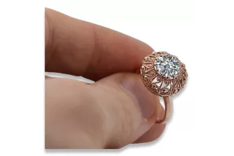 Ring Vintage Zirkon Originales Vintage-Roségold aus 14 Karat vrc059r