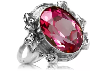 Vintage Ruby Ring 925 Silver VRC100S Російський радянський старовинний стиль арт-деко