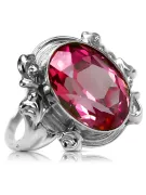Srebrny pierścionek Vintage Rubin, srebro 925, owalny 8x12mm | Zlotychlopak.pl