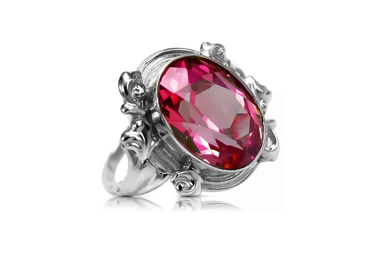 Vintage Ruby Ring 925 Silver VRC100S ruso Soviético Vintage Art Deco Style