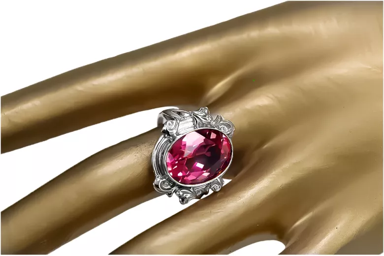 Vintage Ruby Bague 925 Silver VRC100S Russe Soviétique Vintage Art Deco Style