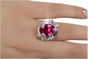 Vintage Ruby δαχτυλίδι 925 ασήμι VRC100S Ρωσικά σοβιετικά vintage τέχνης deco στυλ
