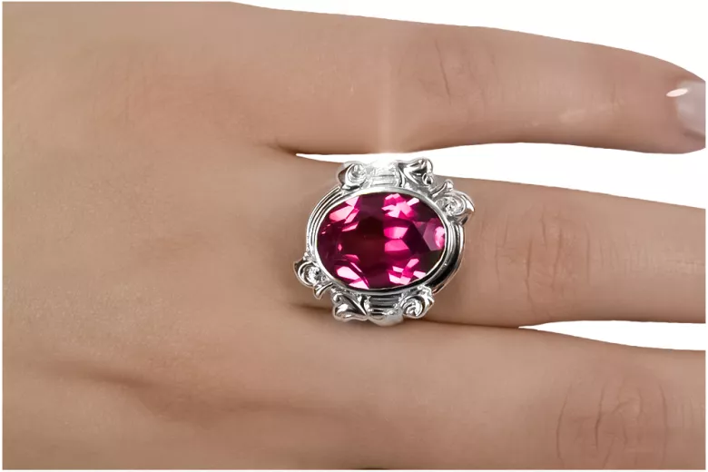 Vintage Ruby Ring 925 Silver VRC100S Руски съветски реколта Art Deco Style