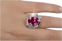 Vintage Ruby Ring 925 Silver Oval 8x12mm