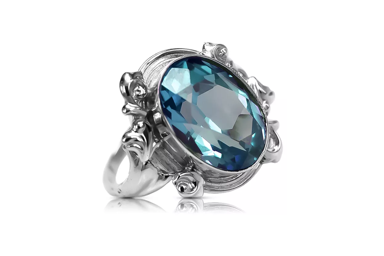 Aquamarine 925 Silver Vintage Style Ring VRC100S