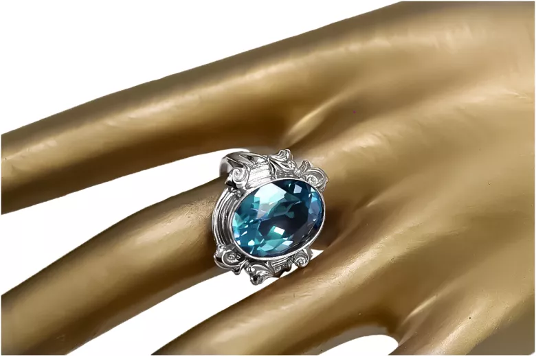 Aquamarine 925 Silver Vintage Style Ring VRC100S