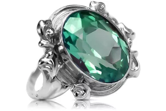 Vintage Emerald Inel de argint 925 VRC100s Rusă de epocă Sovietică Art Deco stil
