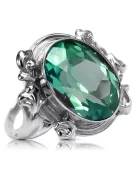 Vintage Emerald Inel de argint 925 VRC100s Rusă de epocă Sovietică Art Deco stil