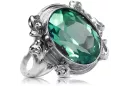 Vintage Emerald Silver Ring 925 Oval 8x12mm