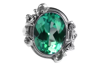 Vintage Emerald Silver Ring 925 VRC100S Руски съветски реколта Art Deco Style