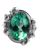 Vintage Emerald Silver Ring 925 Oval 8x12mm