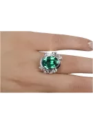 Vintage Emerald Inel de argint 925 VRC100s Rusă de epocă Sovietică Art Deco stil