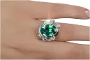 Vintage Emerald Inel de argint 925 VRC100s Rusă de epocă Sovietică Art Deco stil